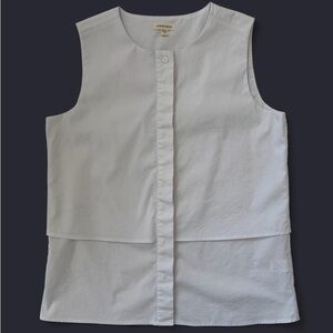 Jennifer & Grace Anthropologie White Sleeveless Blouse Layered Hidden Button M